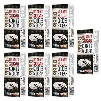 Image of Diablo Dark Cookies with Milk Cream Filling Covered in White Glaze No Added Sugar Sweetened Maltitol Perfect for Gifting 128g (Pack Of 7)