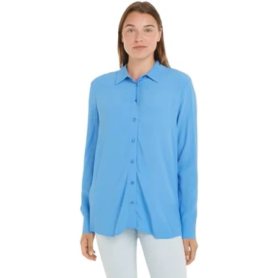 Image of Tommy Hilfiger Fluid Shirt Buttondown blouse, Women&#039;s, Size: 8, Blue spell