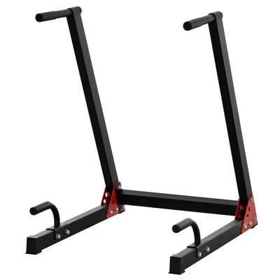 Image of HOMCOM Dip Stand Station Heavy Duty Upper Body Workout Equipment Angled Grip for Triceps dips Pull Ups Push Home Gym Office, Black