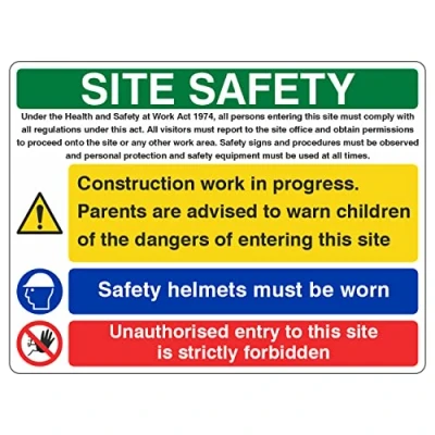 Image of 600x450mm Multi Hazard Site Safety Hi Viz Jackets Sign Large Landscape
