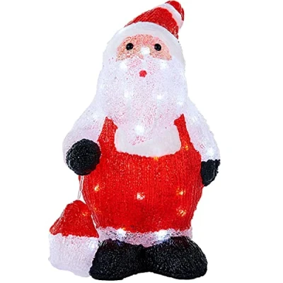 Image of WeRChristmas Pre Lit Acrylic Santa with Lantern, 40 Bright White LEDs,
