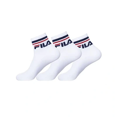 Image of Fila Unisex Plain Quarter 6 PACK Socks, Size: 35 38, White