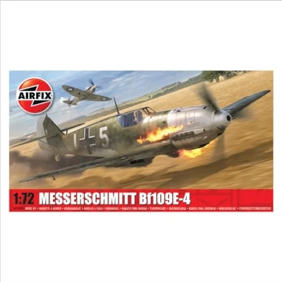 Image of Airfix Model Set A01008B Messerschmitt Bf109E 4 Building Kit Plastic Plane Kits for Adults &amp; Children 8+, Includes Sprues Decals 1:72 Scale