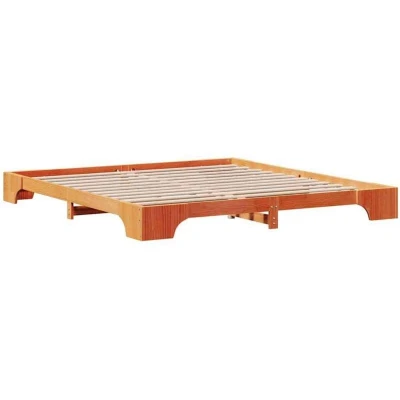 Image of vidaXL Bed Frame Wax brown Solid Pine wood 180 x 200 cm