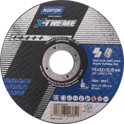 Image of Norton Saint Gobain 115x2.0x22.2mm Nor Xtreme Cutting Disc A36V Type 41
