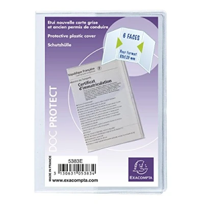 Image of Exacompta Ref 5383E PVC 3 Part Protective Document Sleeve 85 x 125mm in Size, 6 Faces (3 on Each Side), 2mm to Withstand Everyday Use Pack of 10 Sleeves