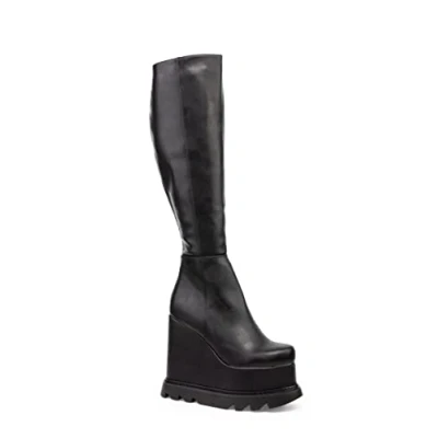 Image of LAMODA Women&#039;s Deep Seas Knee high boot, Black PU, 6 UK