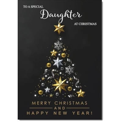 Image of doodlecards Daughter Christmas Card Black Abstract Tree Large A4 Size for with Plain Envelope