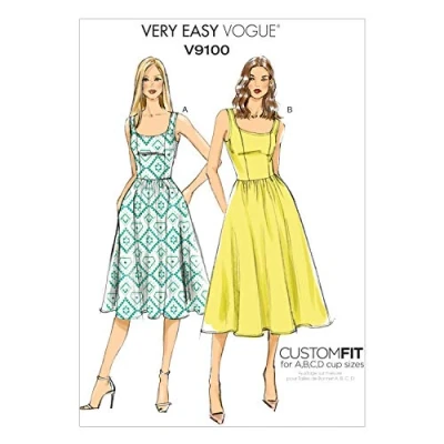 Image of Vogue Patterns 9100, Misses Dress, Broadcloth, Multi/colour, Size A5 (6 8 10 12 14)