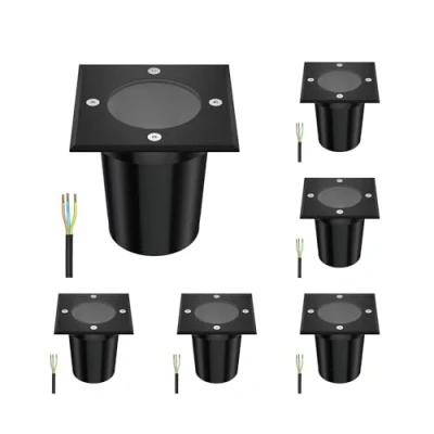Image of ledscom.de 6 pcs. recessed Floor Light RELI for Outdoors, IP67, Black, Angular, 11 x 11cm, 1x GU10 max. 15W