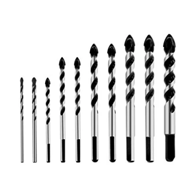 Image of Masonry Drill Bits Set, 10 Piece Tungsten Carbide Tip for Porcelain Ceramic Tile, Concrete, Brick Wall, Glass, Mirrors, Plastic Wood (3 4 5 6 8 12mm)
