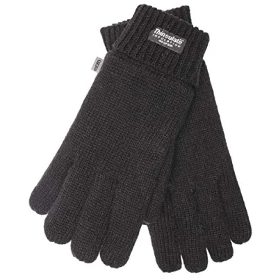 Image of EEM men&#039;s knitted gloves, soft wool, Thinsulate thermal lining, black XXL