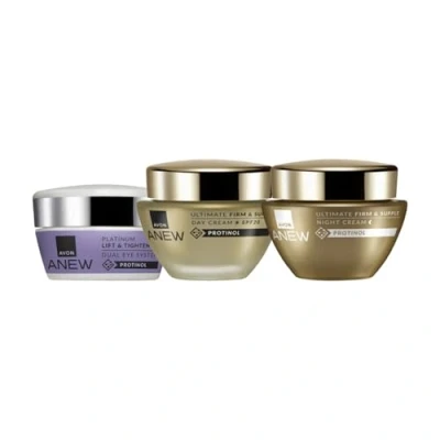 Image of Avon Anew Ultimate Set, Day Cream 50ml + Night Eye 20ml, Pack of 3, for Firmer Looking Skin, Skincare Trio Age 40+, Powered by Collagen, Cruelty Free