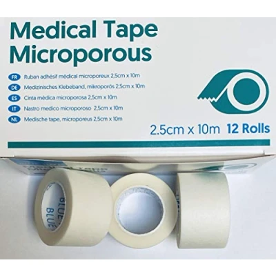 Image of Micropore Surgical Tape, Pack of 12 Rolls, 2.5cmX10m, Microporous Easy Tear, Strong Breathable &amp; Comfortable, Hypoallergenic First Aid Medical Multipurpose Tape (2.5cm X 10m Rolls)