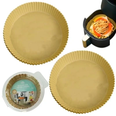 Image of 100Pcs Round Parchment Papers, Liners for Air Fryer, Oil Proof, Water Non Stick Airfryer Liners, Heat Resistant Paper, Dia 16cm