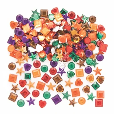 Image of Baker Ross FE628 Autumn Self Adhesive Acrylic Jewels Pack of 200, Card Making Supplies, Embellishments for Crafting, Craft Supplies Kids
