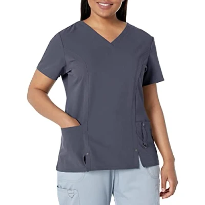 Image of Dickies Women&#039;s Xtreme Stretch V neck Medical scrubs shirts, Lt. Pewter, S UK