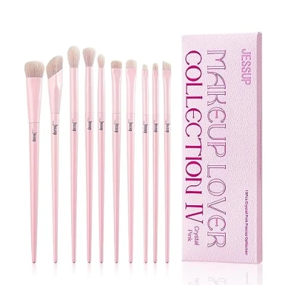 Image of Jessup Eyeshadow Brush Set 10Pcs Pink Eye Makeup Brushes Concealer Premium Synthetic shadow Eyeliner Smudge Crease Blending for Makeup, T496