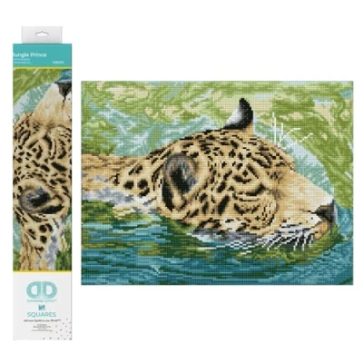 Image of DIAMOND DOTZ leopard Squares DQ8 Intermediate Kit, Jungle Prince, 41 x 31cm