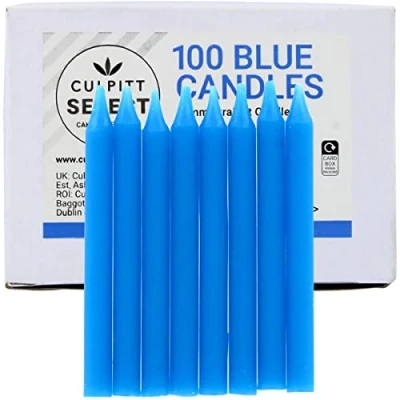 Image of Culpitt Select Blue Birthday Candles, Pack of 100, 51mm Bright Celebration Cake Candles for Boys Party, Birthday, Treats