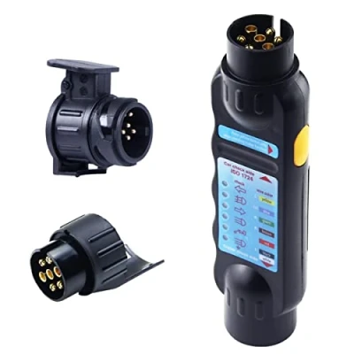 Image of WANGCL 12 Volt 7 Pin Trailer Plug Socket Wiring Circuit Tester Light Testing Tools For Caravan RV Truck Tractor Diagnostic