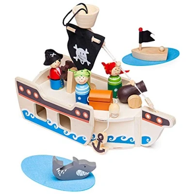 Image of Bigjigs Toys Mini Pirate Ship Playset with Accessories