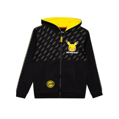 Image of Pokemon Hoodie Pikachu Boys Zip Up Black 7 8 Years