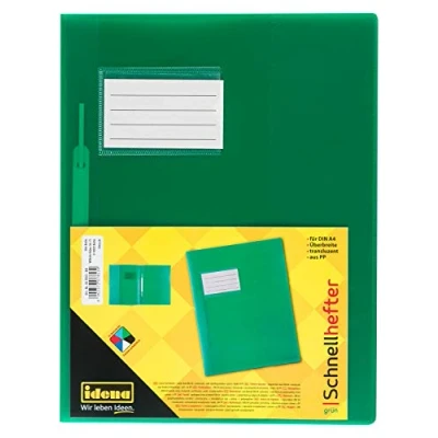Image of Idena 307853 File Folder for DIN A4, with Extra Width, Made of Polypropylene, Translucent Green, 1 Piece
