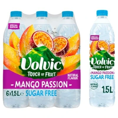 Image of Sugar Free Volvic Touch of Fruit Flavoured Water 1.5L (6x1.5L, Mango Passion)