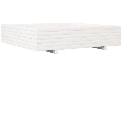 Image of vidaXL Garden Planter White 110x110x26.5 cm Solid Wood Pine