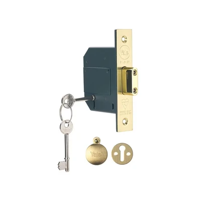 Image of Yale PM562 High Security BS 5 Lever Mortice Dead Lock 76mm 3 inch Polished Brass Finish 2 Keys included