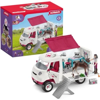 Image of schleich Horse CLUB — 42439 Mobile Vet with Hanoverian Foal, Equine X Ray Kit Play Set, Veterinarian for Kids Ages 5 12, Model Specific