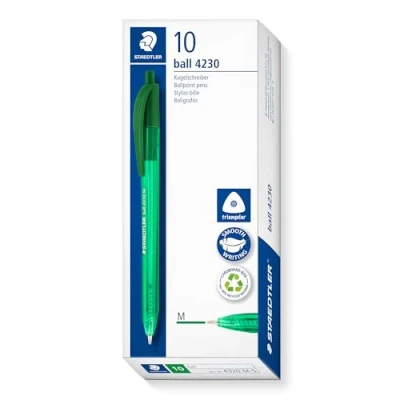 Image of STAEDTLER 4230 M 5 Retractable Rainbow Ballpoint Pen Green (Box of 10)