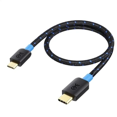 Image of Cable Matters Braided USB C to Micro 0.3 m (Micro Cable, B C, Cable) in Black