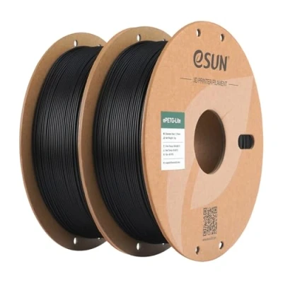Image of eSUN PETG Filament 1.75mm, High Toughness, 1KG (2.2 LBS) per Spool, 2 Reels Printing Materials for 3D Printers,Black+Black