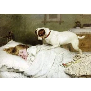 Image of mumscraftybits Blank greeting card Time to wake up by Charles Burton Barber print on 230gsm photo quality paper size A5 21cm x 14cm