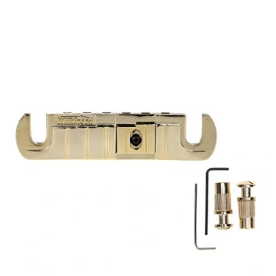 Image of Wilkinson GTB Adjustable Intonated Wraparound Bridge Tailpiece for Les Paul Style Electric Guitar, Gold