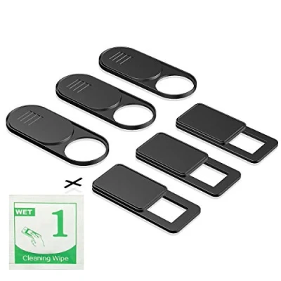 Image of Webcam Covers (6 Pack) Ultra Thin Web Camera Cover Slide for Laptops, Tablets, PC, MacBook, IPad, Smartphone Etc. Protect You and Your Family Privacy Security Online, Sliding (Black)
