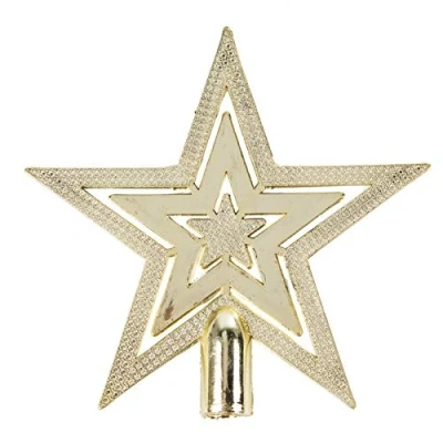 Image of Robelli 20cm Embossed Star Christmas Tree Topper Decoration Ornament (Gold)