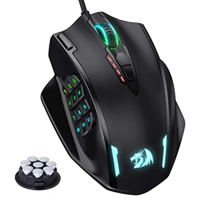Image of Redragon M908 Impact RGB LED MMO Gaming Mouse with 12 Side Buttons, Optical Wired Ergonomic Gamer Max 12,400DPI, High Precision, 18 Programmable Macro Shortcuts, Comfort Grip