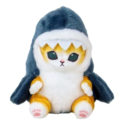 Image of DEYROS Cute Shark Cat Fried Shrimp Plush Doll Pendant Beautiful Room Car Bag Decoration Opening 13cm (A)
