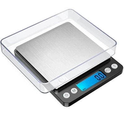 Image of Digital kitchen Scales 3000g / 0.1g High precision Mini Food With Backlit LCD Display Stainless Steel Multifunctional Scale 2 Weighing Pans Batteries Included(Pocket 3kg)
