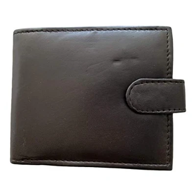 Image of RFID Blocking Mens Soft Leather Wallet with Back Zip Compartment 11cm x 9.5cm 1.5 cm Brown