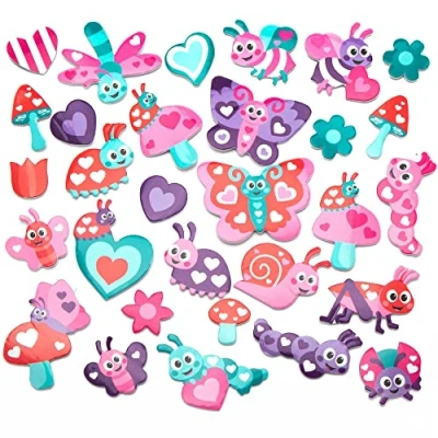 Image of Baker Ross Love Bugs Foam Stickers Pack of 200, Valentine&#039;s for Children (FC430)