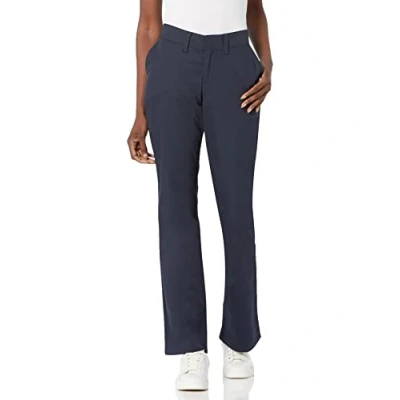 Image of Dickies Women&#039;s Slim Fit Boot Cut Leg Twill Pant Petite/Tall Khakis, Dark Navy V1, 12