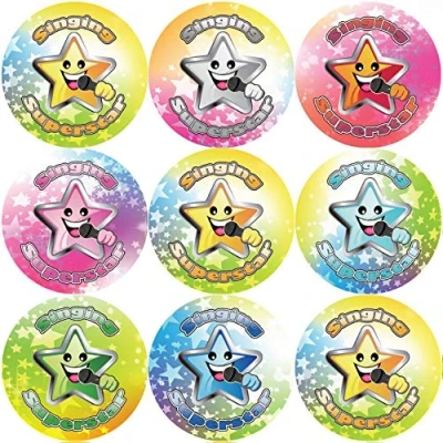 Image of 144 Singing Superstar 30mm School Reward Stickers for Teachers and Parents