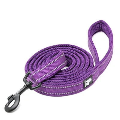Image of WINHYEPET True Love Dog Leash Nylon Sandwich Fabric comfort Reflective Safety Washable Dogs Belt Suitable for all Kinds of Breeds Length 200cm Can be used together with Harness (Purple,S)
