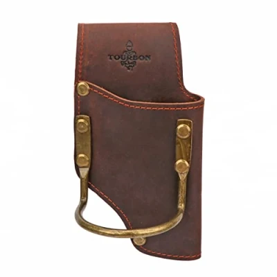 Image of TOURBON Genuine Leather Work Tools Axe Holster Pliers Hammer Holder for Woodwork Builder Carpenter