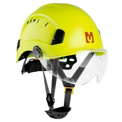 Image of Mustbau Construction Hard Hats Safety Helmet with Clear Visor and Chin Strap, Adjustable Vent Hole, 53 to 63 cm Hat for Forestry, Builders, Industrial