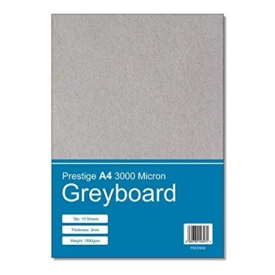 Image of Prestige A4 Greyboard 3000mic 3mm Thick Craft Grey Board Mounting Backing Modelling (A4 Size 3000 Micron 10 Sheets)